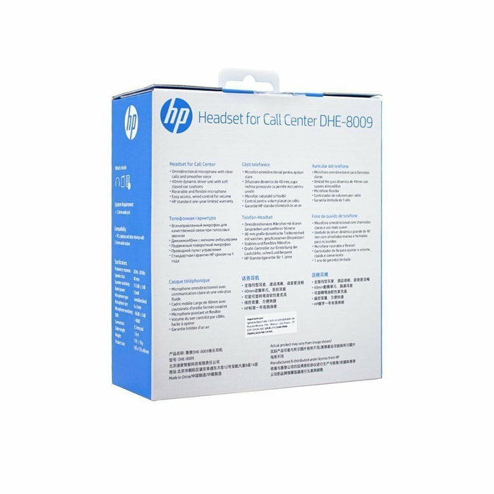 Audífonos Hp Dhe-8009 Call Center Jack 3.5MM Negro