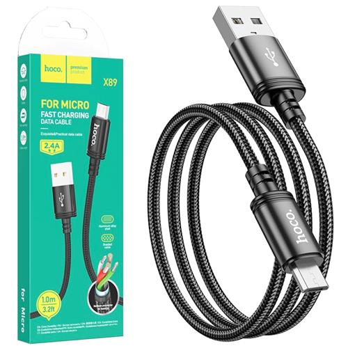 Hoco X89 Cable Usb-a A Usb-micro 2.4A Negro 1 Metro