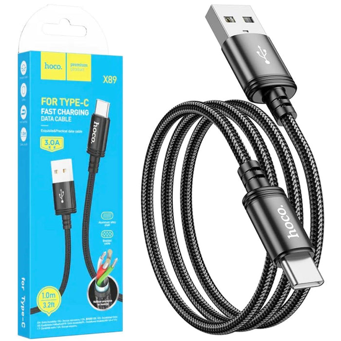 Hoco X89 Cable Usb-a A USB-C 3.0A Negro 1 Metro