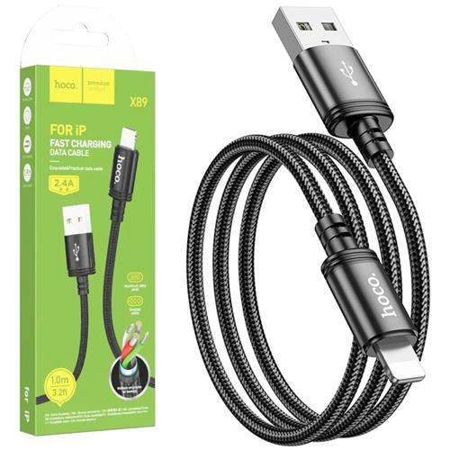 Hoco X89 Cable Usb-a A Lightning 2.4A Negro 1 Metro