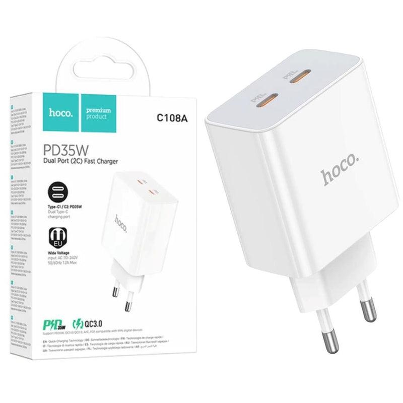 Hoco C108a Cargador Leader Pd35w Dual Port Eu Blanco