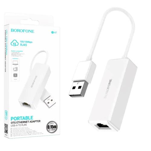 Borofone Dh7 Adaptador Usb-a A Rj45 Ethernet 100 Mbps Blanco