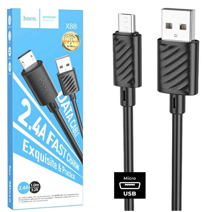 Cable USB A Micro USB 1 M 60W Hoco X88 Gratified Negro