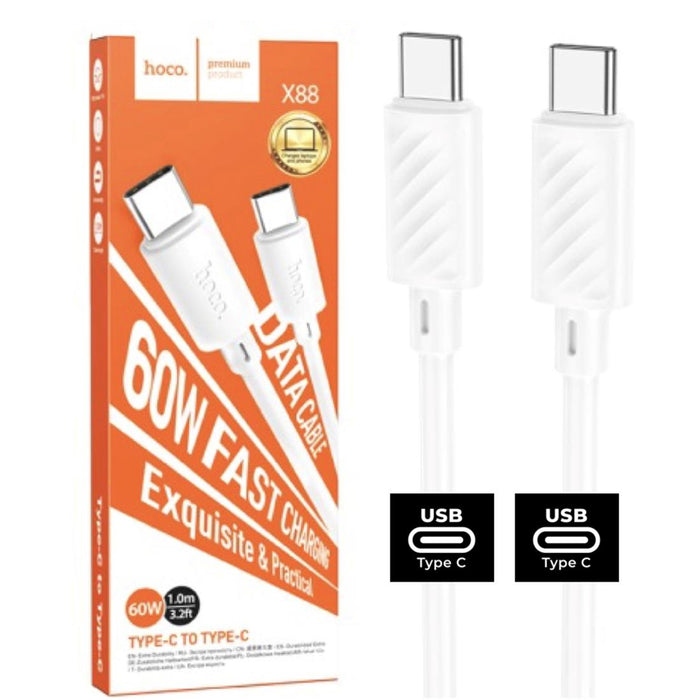 Cable USB-C A USB-C 1 M 60W Hoco X88 Gratified Blanco