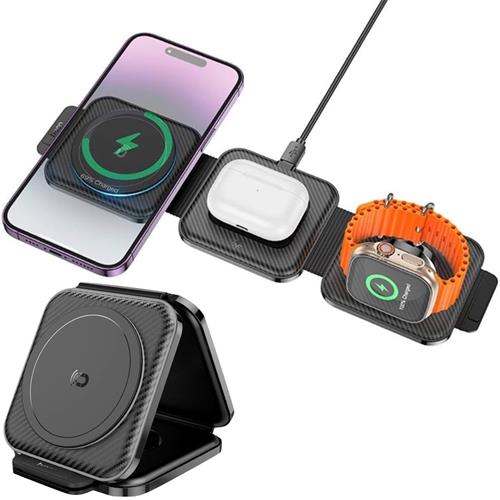 Hoco Cq4 Cargador Inalámbrico 15W Plegable 3-1 Para Apple