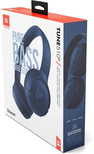 JBL Tune 510BT Wireless On-Ear Headphones – Blue