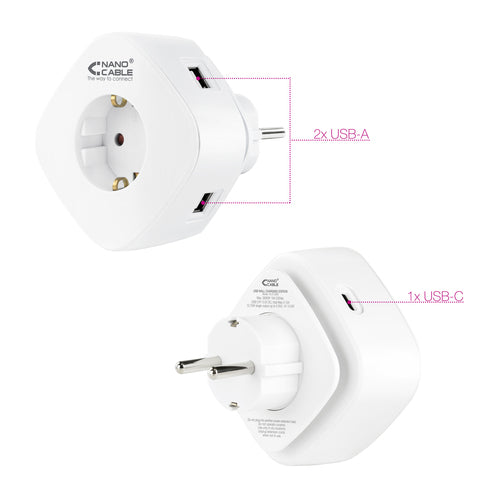 Cargador USB Nanocable Con Enchufe Integrado