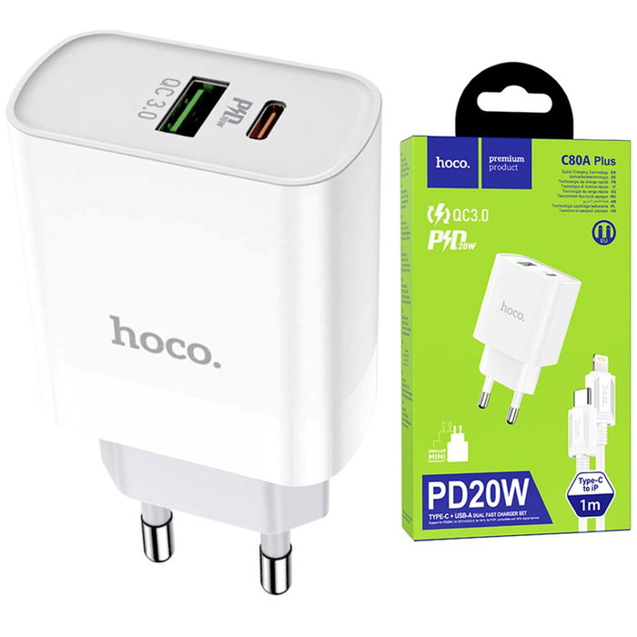 Hoco C80a Plus Rápido Usb-ausb-c20w Qc3.0+cable Lightning