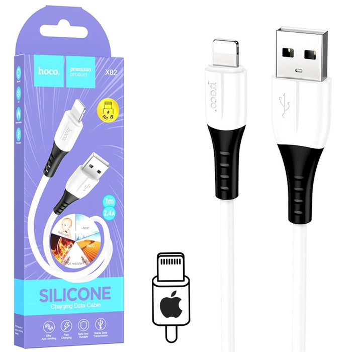 Hoco X82 Cable Silicona Lightning 3AMP 1 Metro Blanco