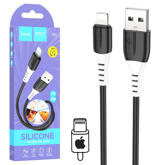 Able USB A Lightning 1 Metro 3AMP Hoco X82 Silicona Black