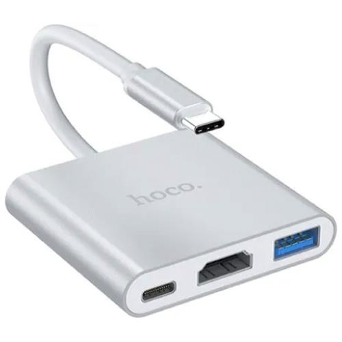 Hoco Hb14 Adaptador Hub USB-C A HDMI, USB-C Para Carga Y USB 3.0