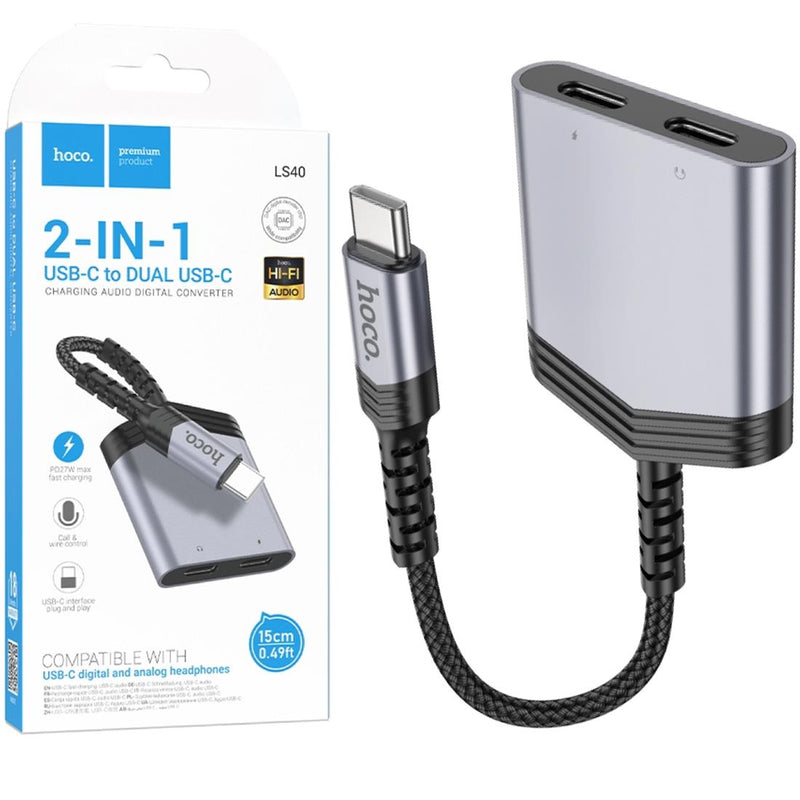 Hoco Ls40 Adaptador USB-C A USB-C Audio Y USB-C Carga