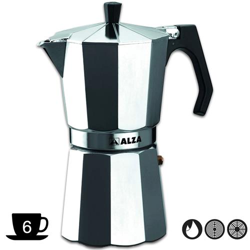 Alza Basic Cafetera Aluminio 6 Tazas Para Vitrocerámica Y Gas