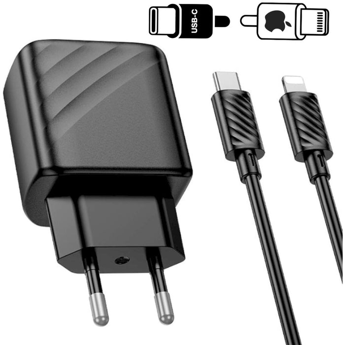 Cargador USB-C + Cable Lightning Hoco Cs22 Pd 30W Negr
