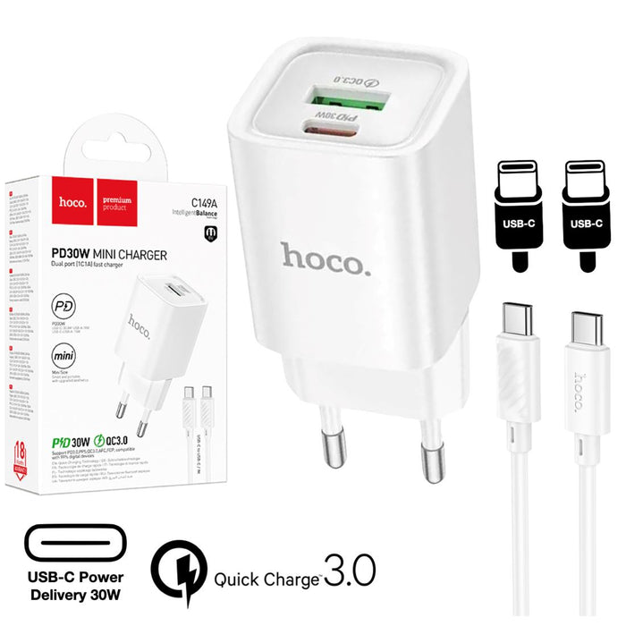 Hoco C149a Cargador Cham Pd30wqc3.0 Type-c To C White