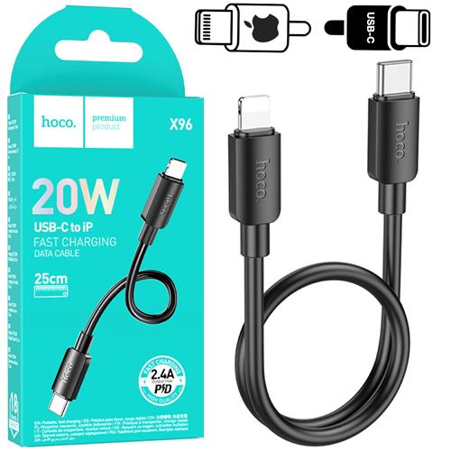 Cable USB-C A Lightning 0.25 Metros 20W Hoco X96 Negro