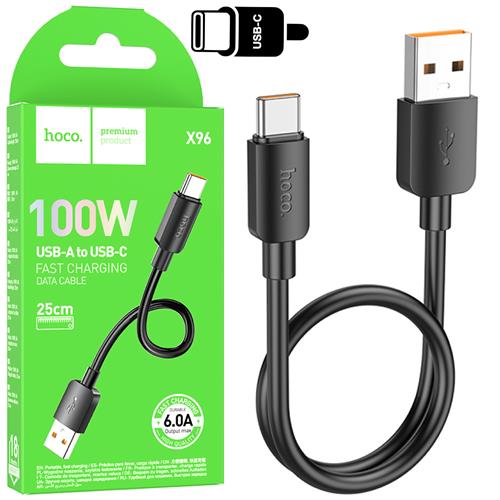Hoco Cable USB A USB-C 0.25 Metros 100W Hoco X96 Negro