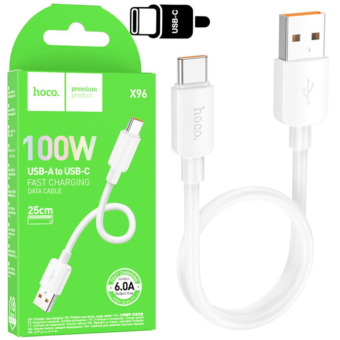 Cable USB A USB-C 0.25 Metros 100W Hoco X96 Blanco