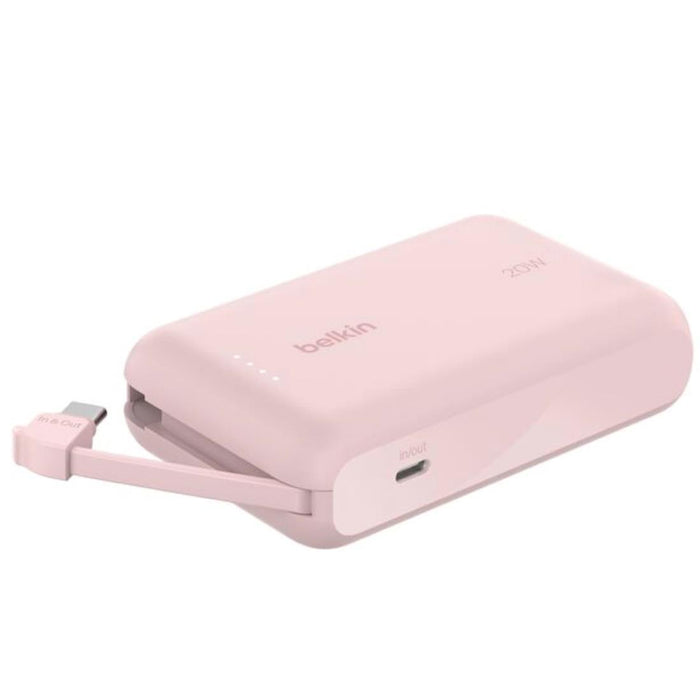 Powerbank Belkin 10K - USB-C, 20 W, Cable Integrado, Rosa