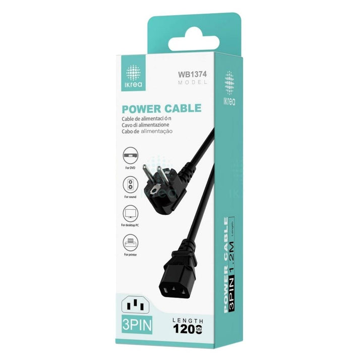 Ikrea Wb1374 Cable De Alimentación 3 Pines 1.2M