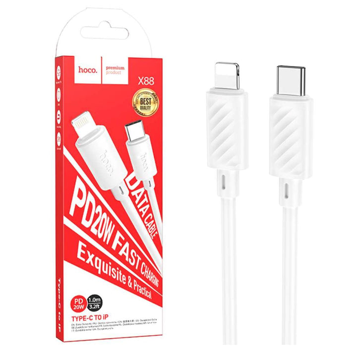 Cable USB-C A Lightning 20W 1 Metro 3 Amp Hoco X88 Blanco