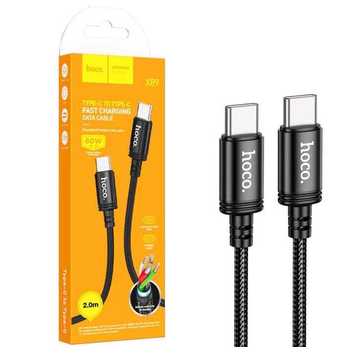 Cable USB-C A USB-C 60W 2 Metros Hoco X89 Negro
