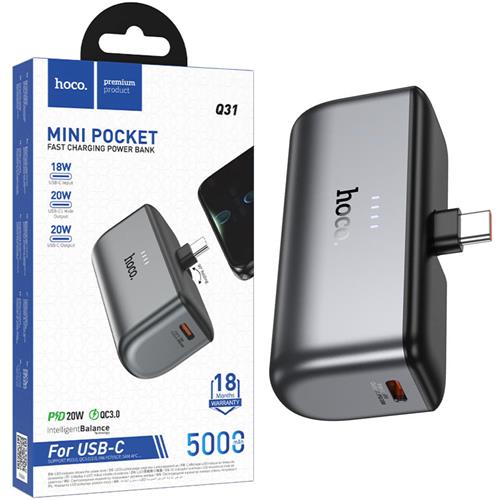 Powerbank 5.000MAH Hoco Q31 Pd20 USB-C Compacto Negro