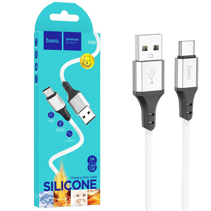 Cable Usb-a A USB-C 3.0A 1M Silicona Hoco X86 Blanco