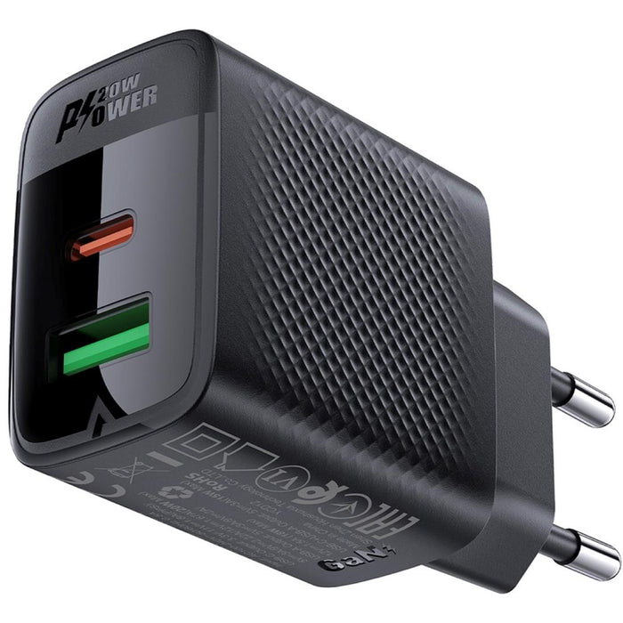 Cargador USB Y USB-C Acefast A78 Pd20w Gan Negro