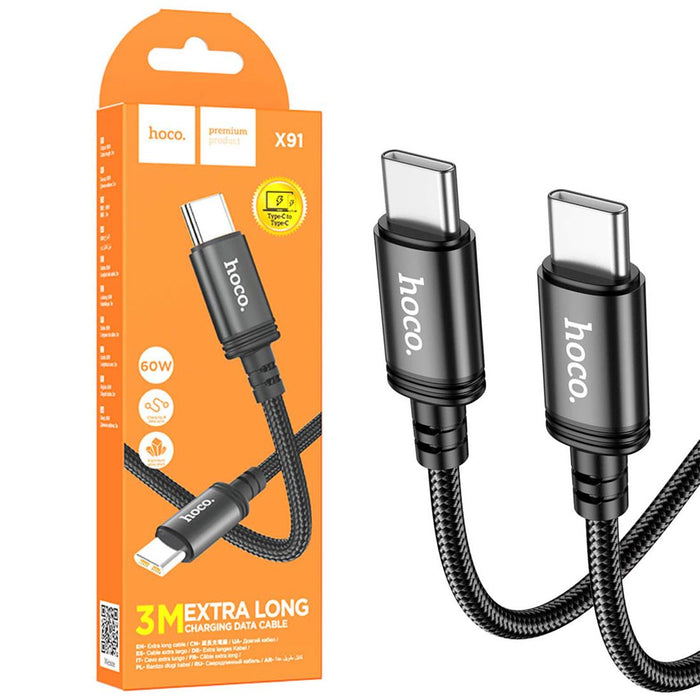Cable USB-C A USB-C 3 Metros 60W Hoco X91 Negro