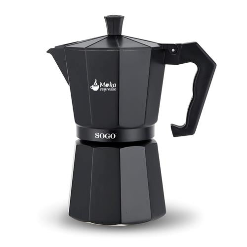 Sogo Moka Cafetera Italiana Compatible Inducción 3 Tazas Negra