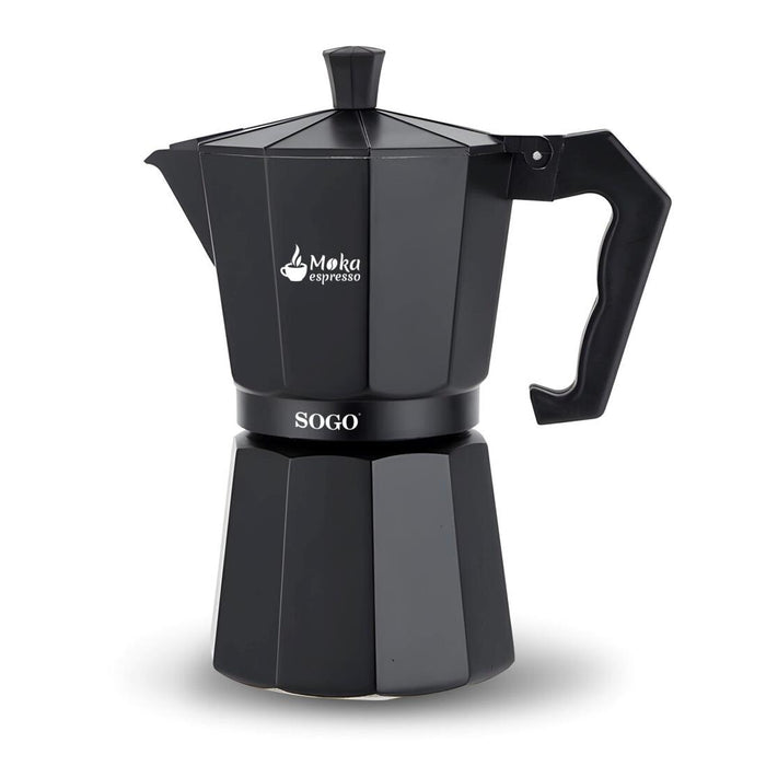 Sogo Moka Cafetera Italiana Compatible Inducción 3 Tazas Negra