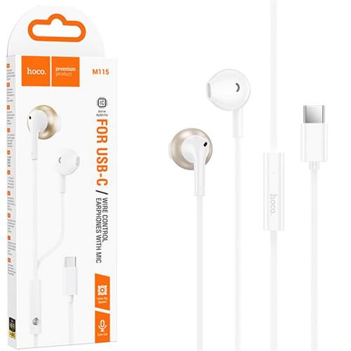 Hoco M115 Auricular Con Micrófono Y Conexión USB-C Blanco