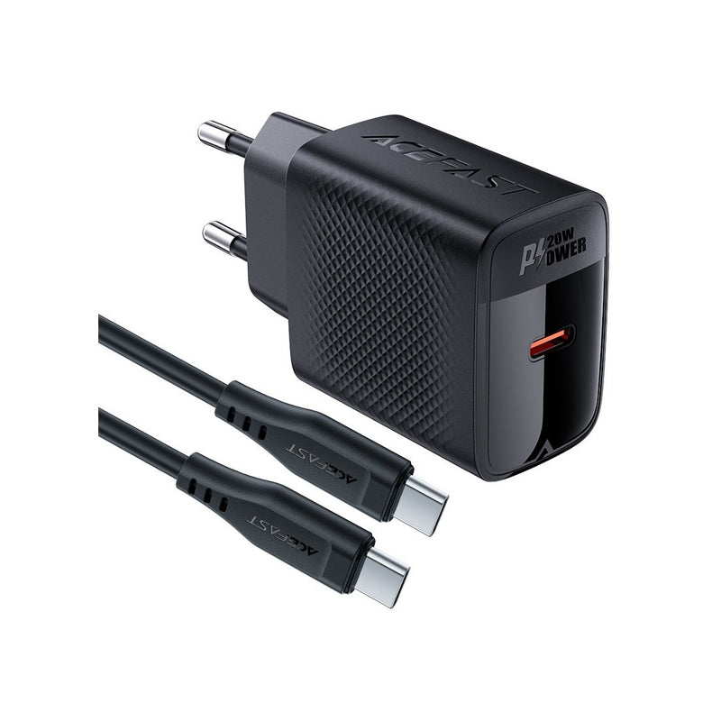 Cargador USB-C Acefast A82 Pd20w Gan + Cable USB-C 1,2 Metros Ne