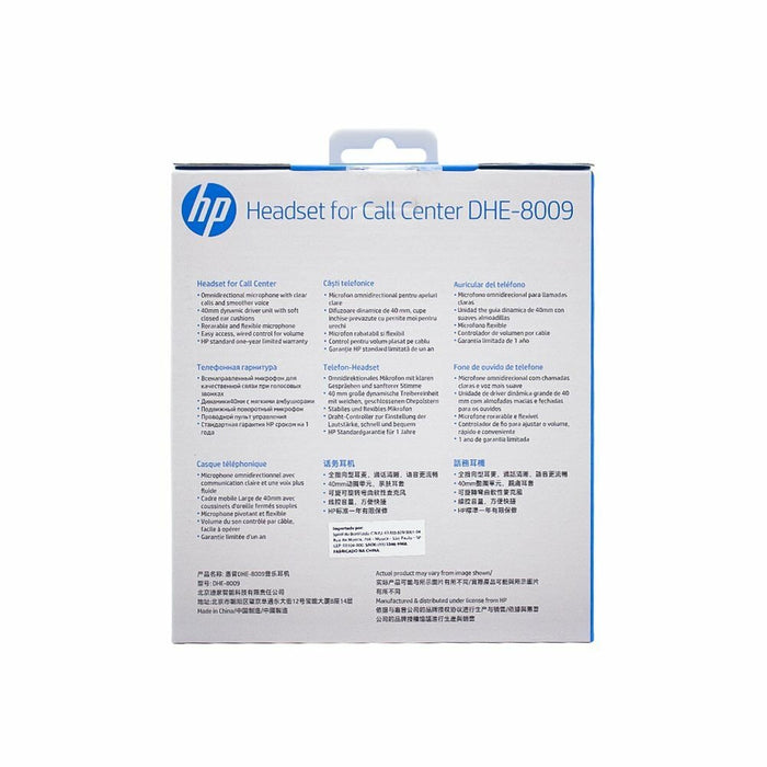 Audífonos Hp Dhe-8009 Call Center Jack 3.5MM Negro