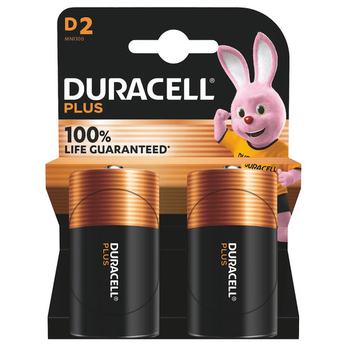 Duracell Plus Pilas D 2 Alcalinas, 1.5 Voltio