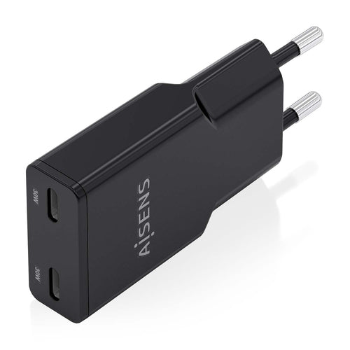 Cargador Gan Ultra Delgado 30W, 2XUSB-C Pd3.0 Qc4.0, Negro