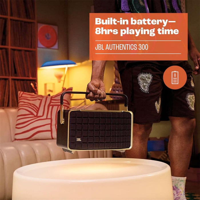 JBL Authentics 300 Wireless Smart Speaker with Wi-Fi, Bluetooth & Voice Assistant – Black