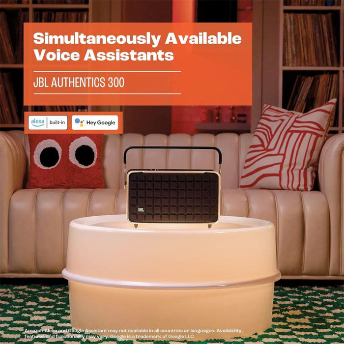 JBL Authentics 300 Wireless Smart Speaker with Wi-Fi, Bluetooth & Voice Assistant – Black